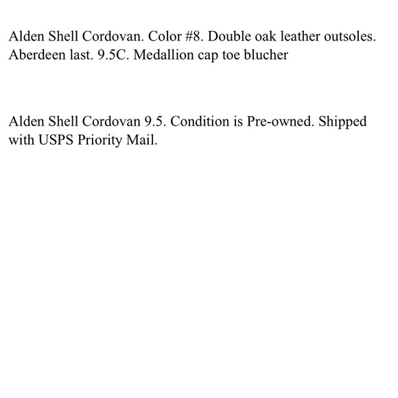 Alden Shell Cordovan #8. Double oak leather outsoles. Aberdeen last 9.5 C - Picture 9 of 9
